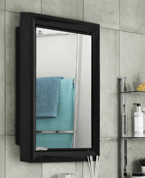 Nilkamal Gem Rich Look Bathroom Plastic Corner Cabinet with Mirror|Bathroom Mirrors |1 Door |Storage (Black) - Image 2
